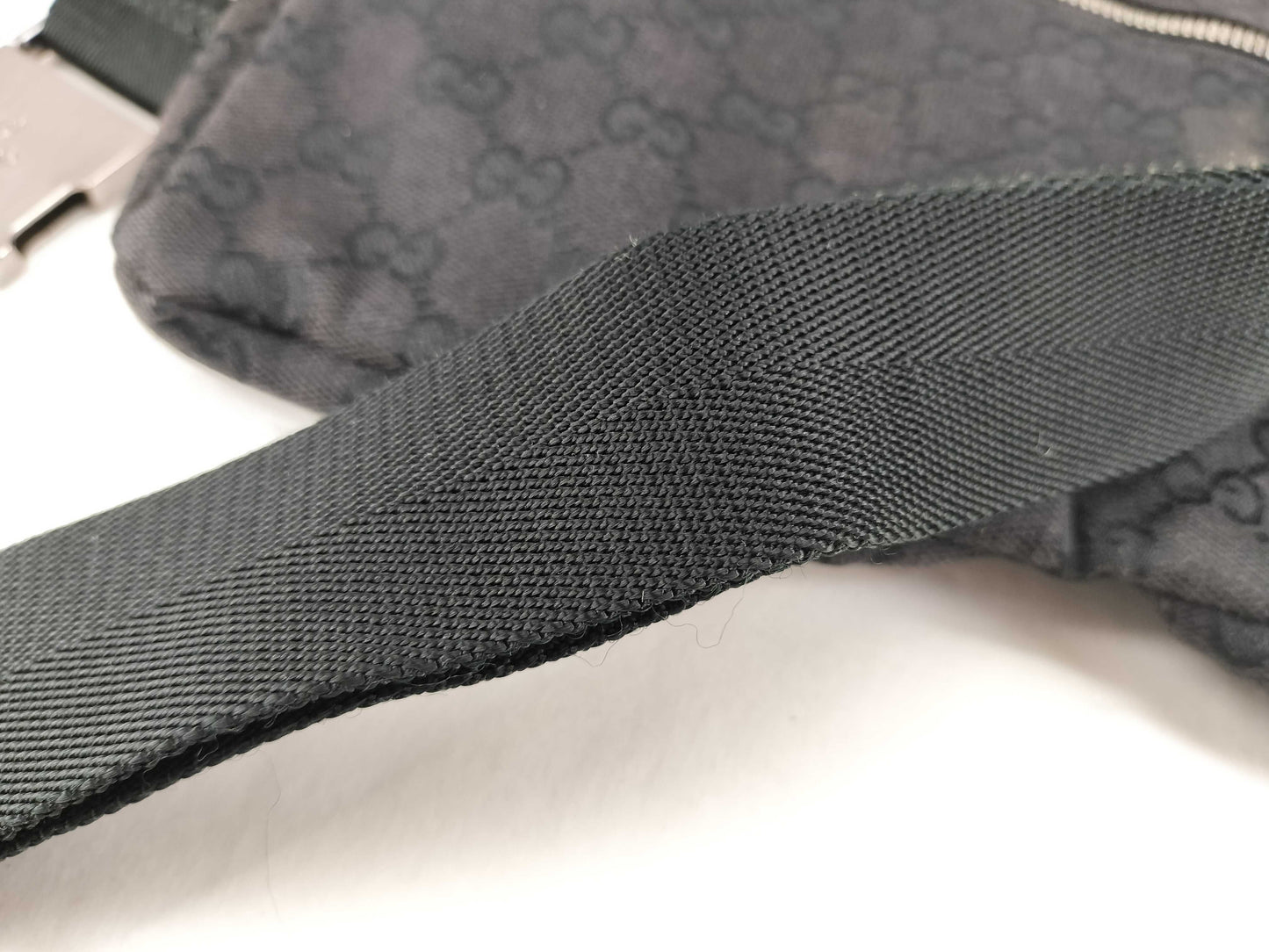 GUCCI GG Canvas Body Waist Bag Black Shoulder Bag Waist Bag