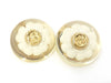 CHANEL engraved camellia and clover large earrings
