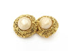 CHANEL 93A Lava Coco Mark Pearl Earrings