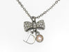 Dior Silver D Mark Ribbon Rhinestone Necklace