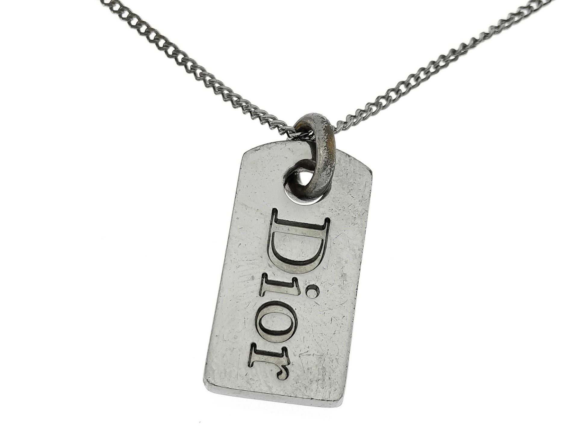 Dior logo plate necklace