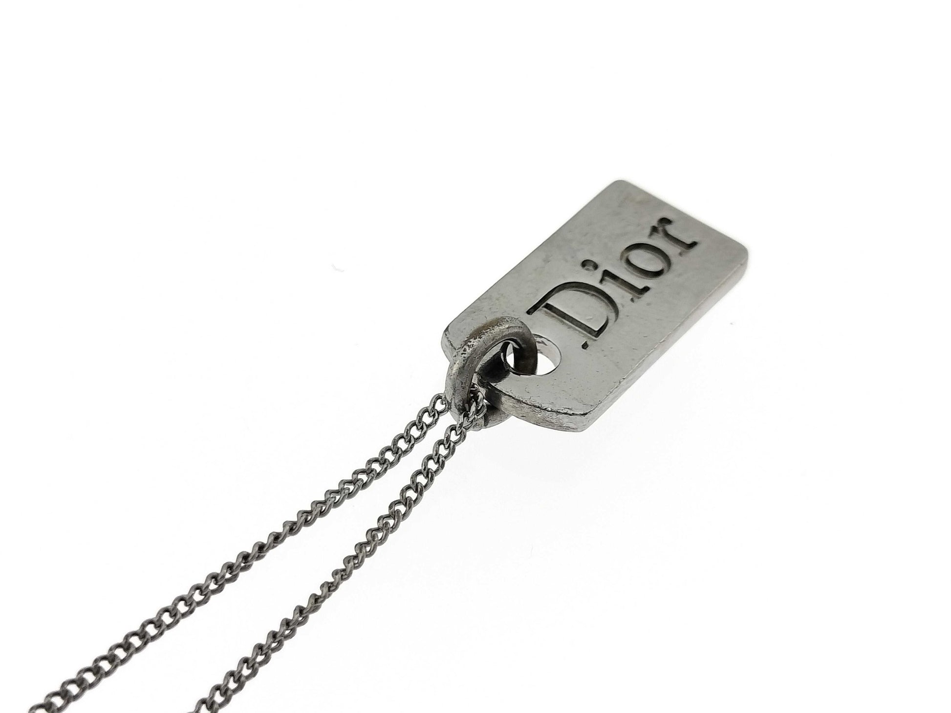 Dior logo plate necklace