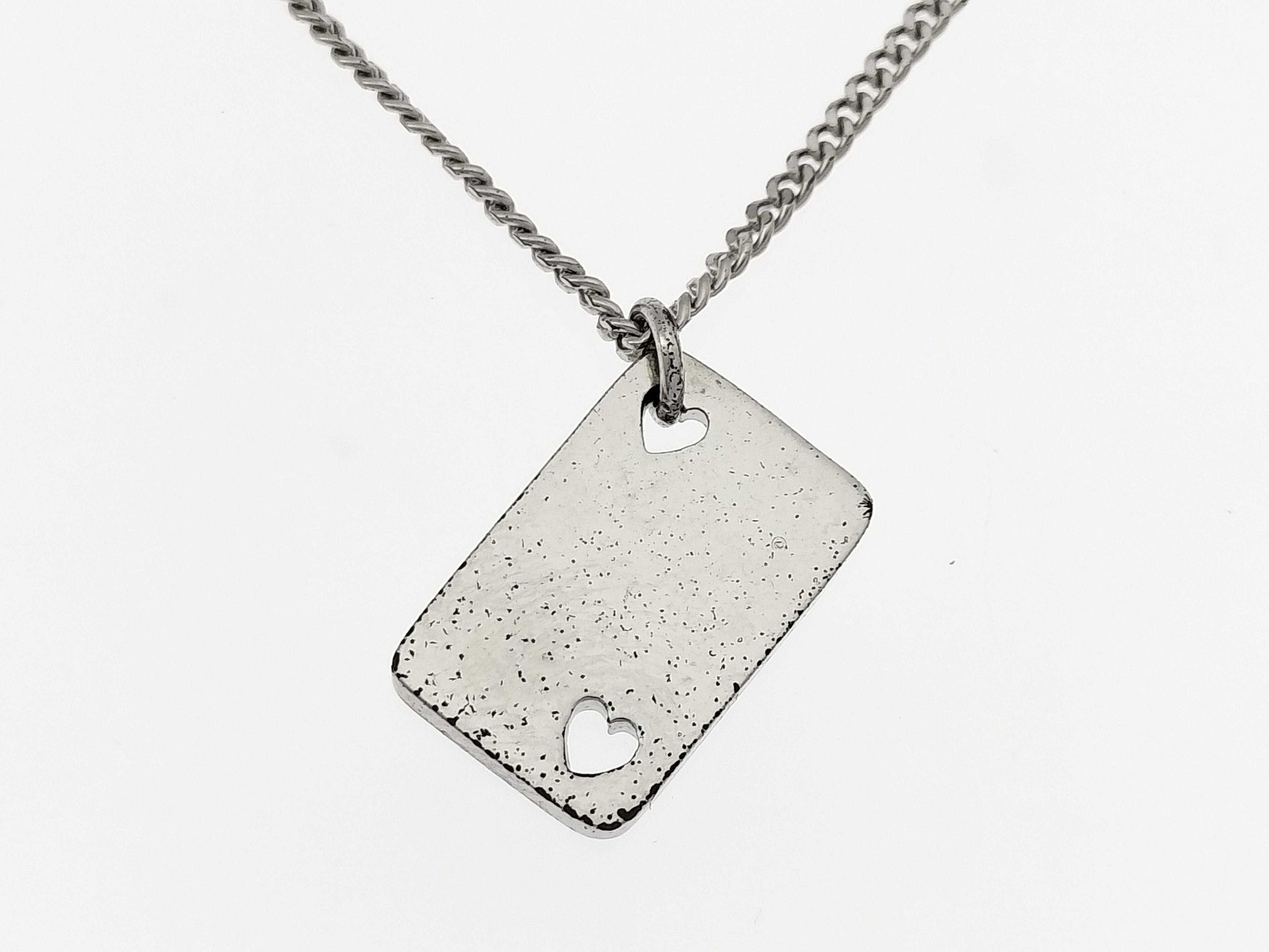 Dior Silver Logo Heart Rhinestone Necklace