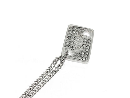 Dior Silver Logo Heart Rhinestone Necklace