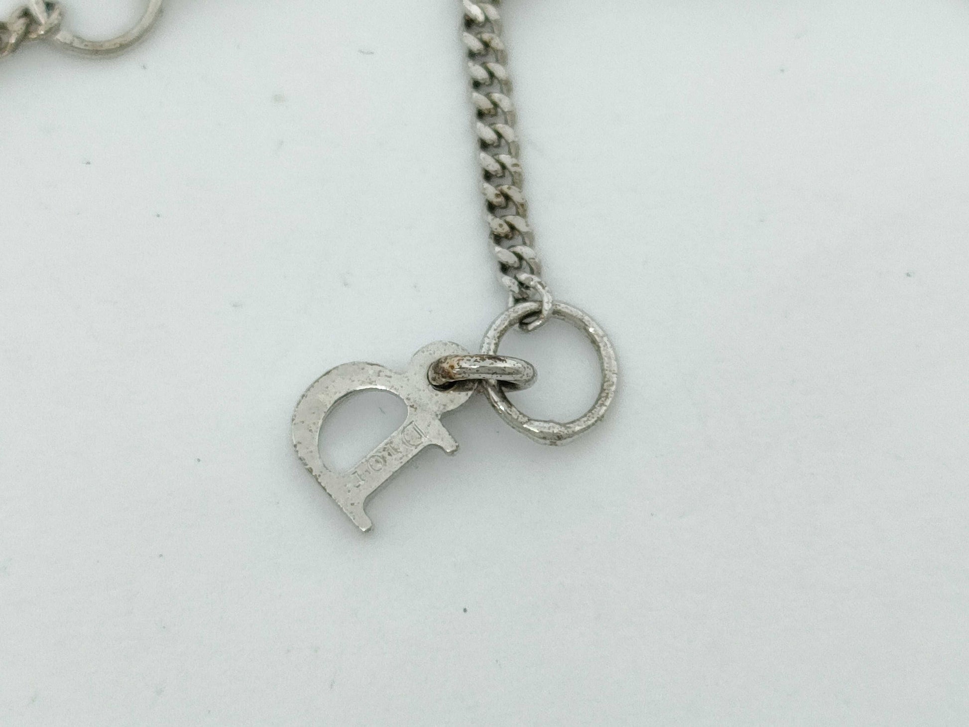 Dior Silver Logo Rhinestone Bracelet/Bangle