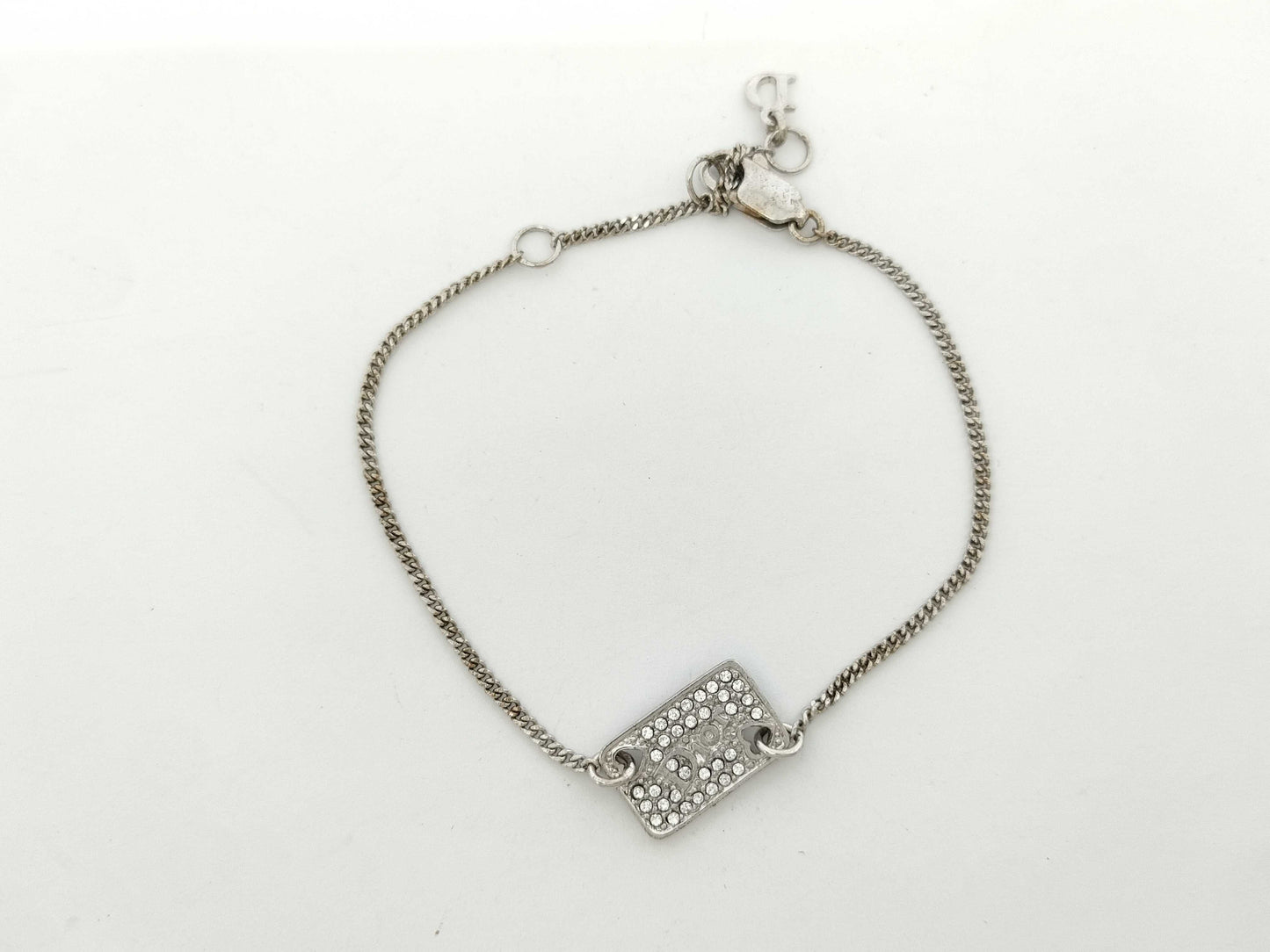 Dior Silver Logo Rhinestone Bracelet/Bangle
