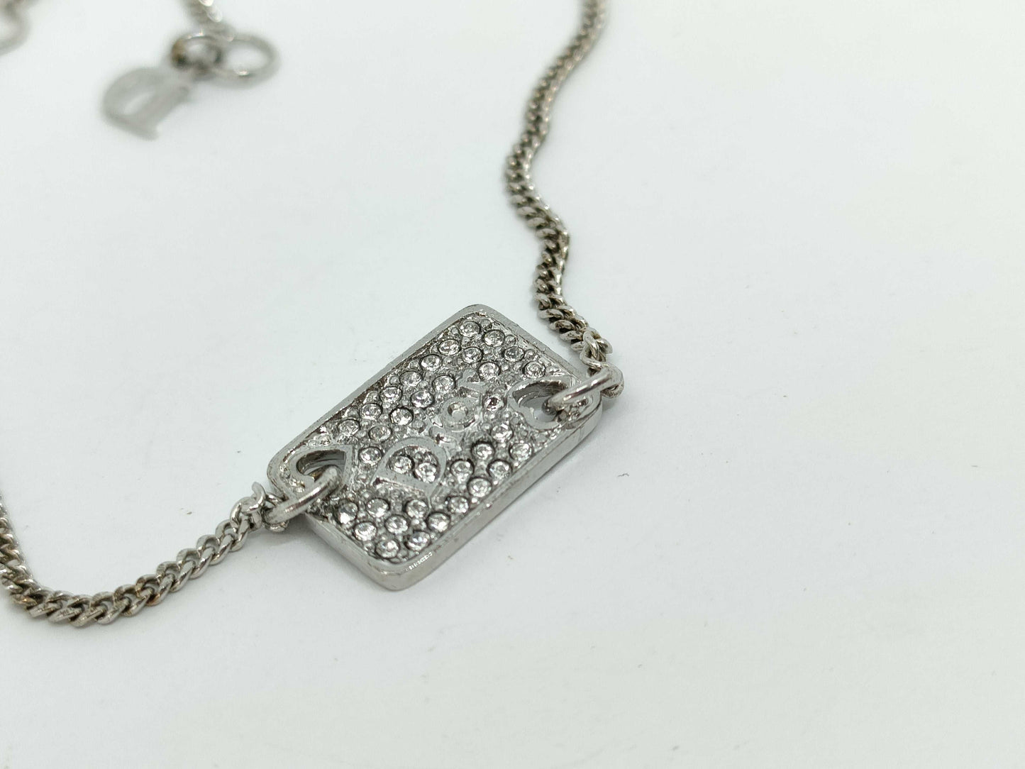 Dior Silver Logo Rhinestone Bracelet/Bangle