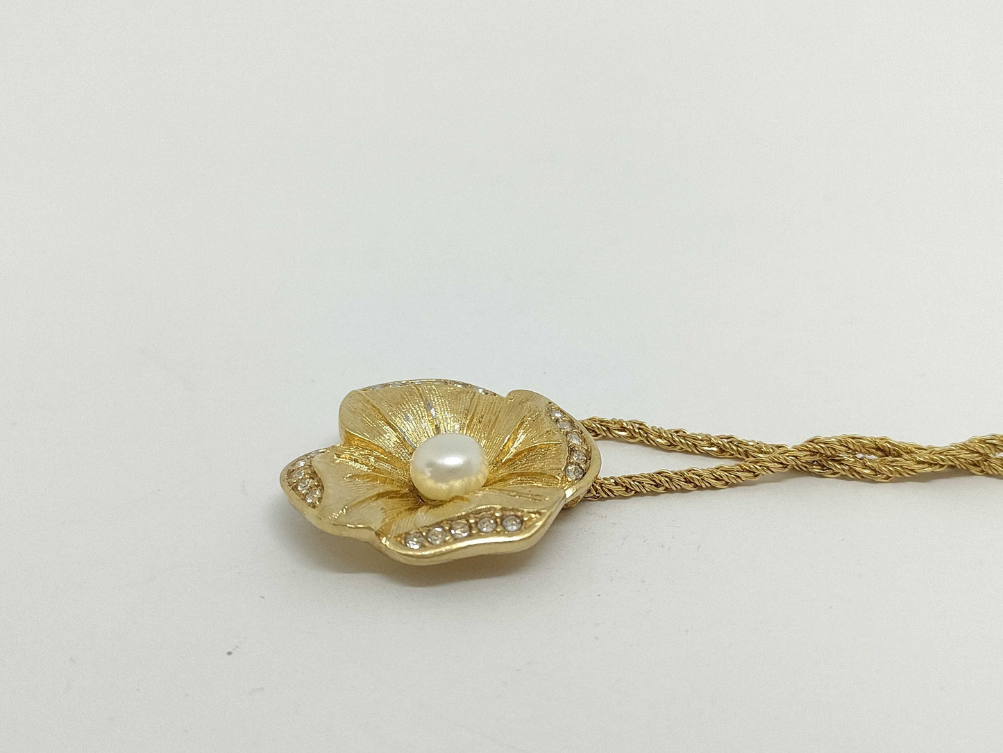 Dior Flower Pearl Rhinestone Necklace