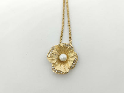 Dior Flower Pearl Rhinestone Necklace