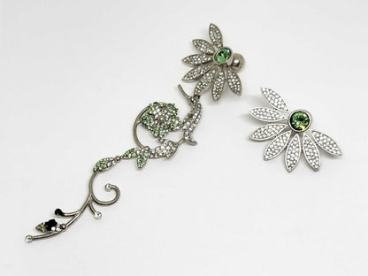 BURBERRY Crystal Half Daisy Drop Earrings and Studs Set