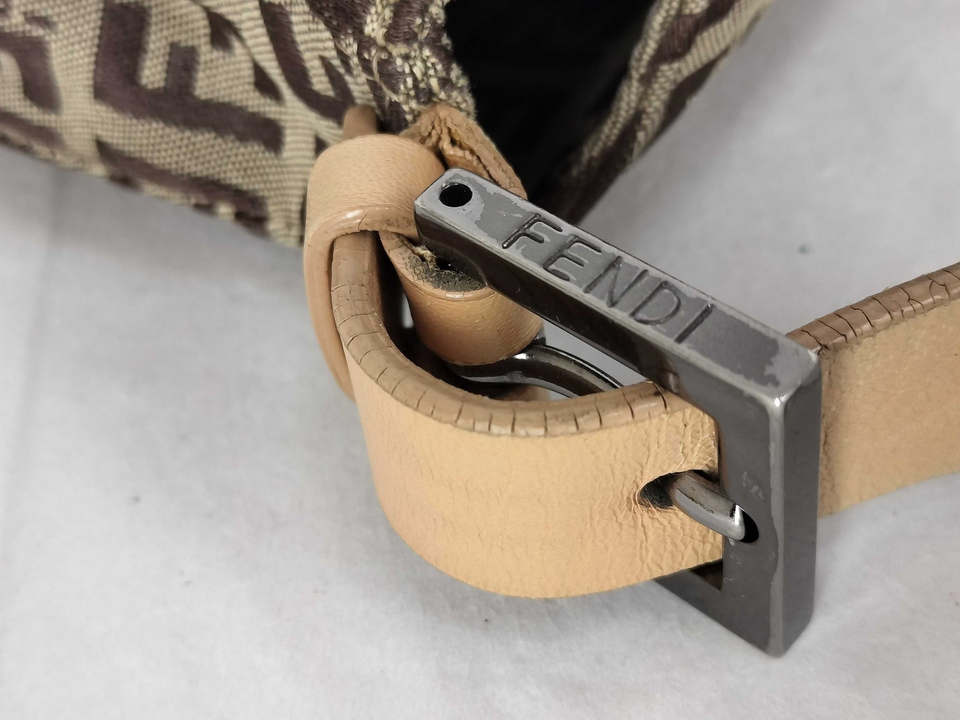 FENDI Mamma Fendi Zucchino Mamma Bucket Canvas Shoulder Bag