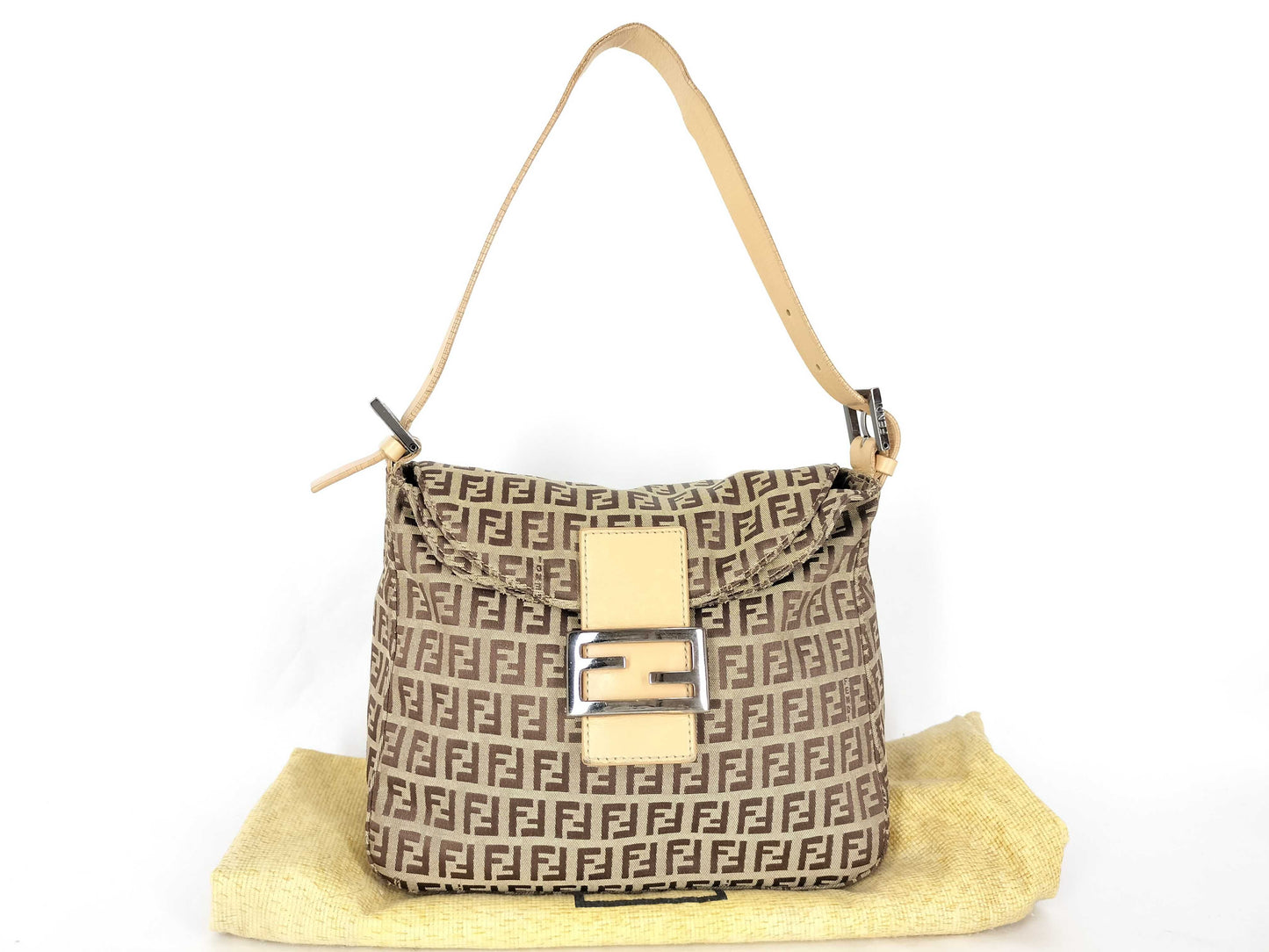 FENDI Mamma Fendi Zucchino Mamma Bucket Canvas Shoulder Bag