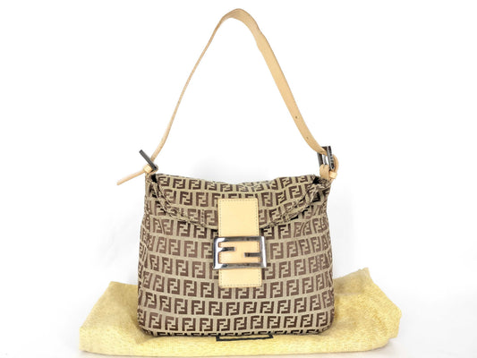 FENDI Mamma Fendi Zucchino Mamma Bucket Canvas Shoulder Bag