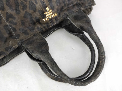 PRADA Prada Harako Leopard Print Canapa Handbag