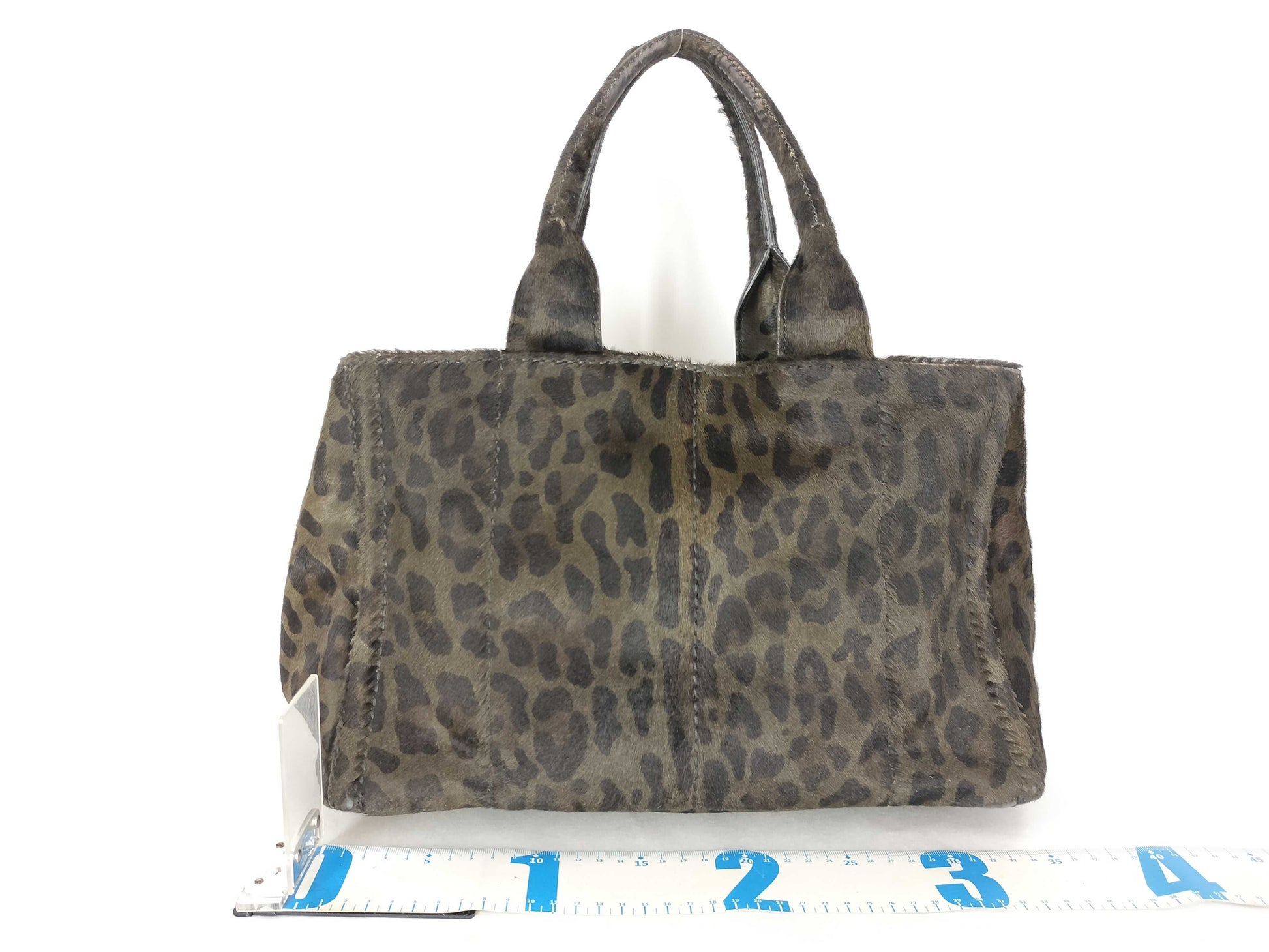 PRADA Prada Harako Leopard Print Canapa Handbag