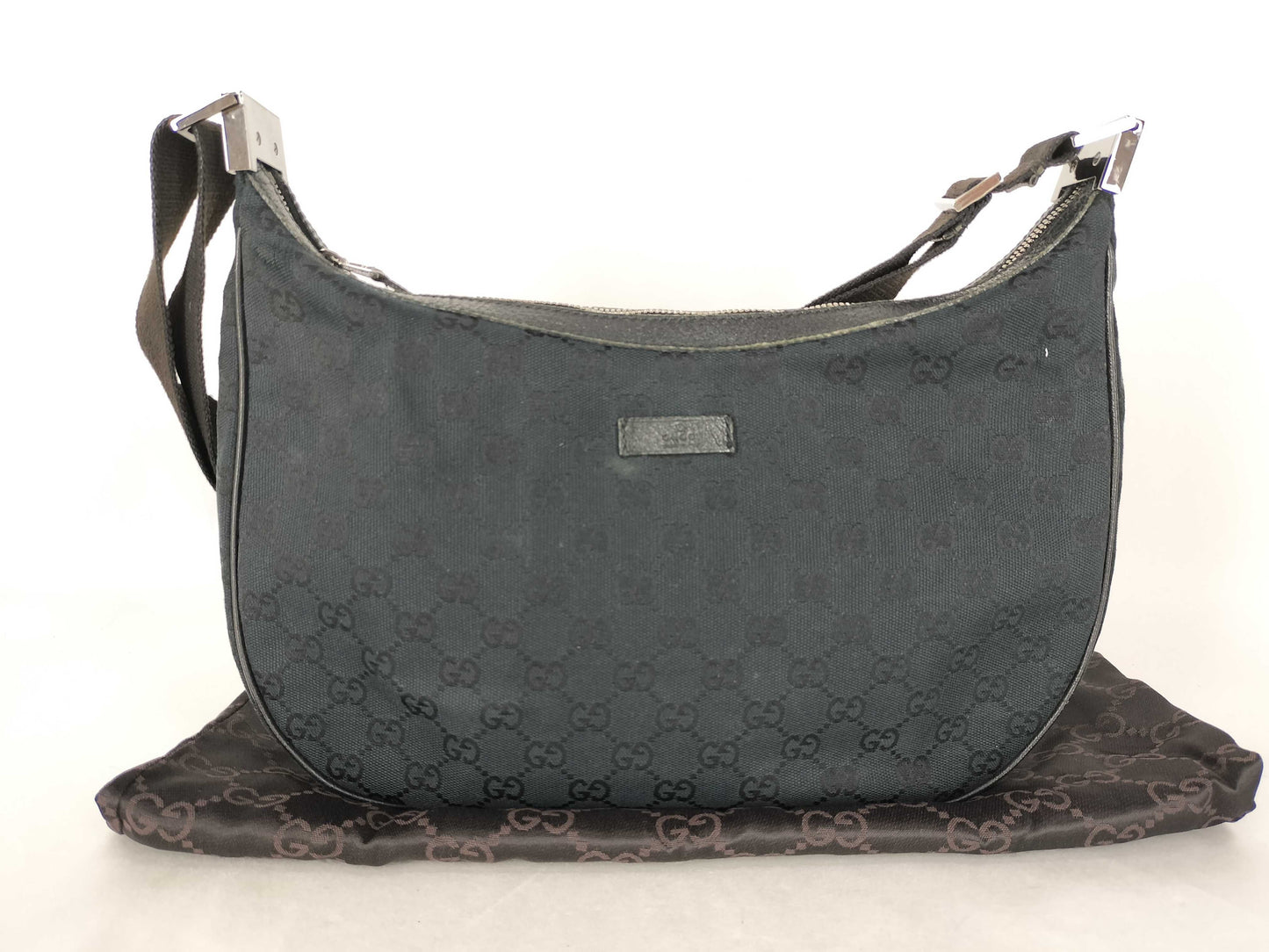 GUCCI GG Canvas Half Moon Shoulder Bag