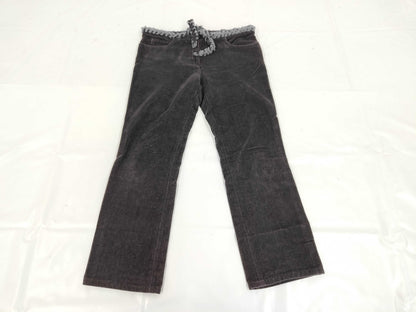 CHANEL 02A Cotton Velvet Pants with Coco Mark P20040 Black Size 42