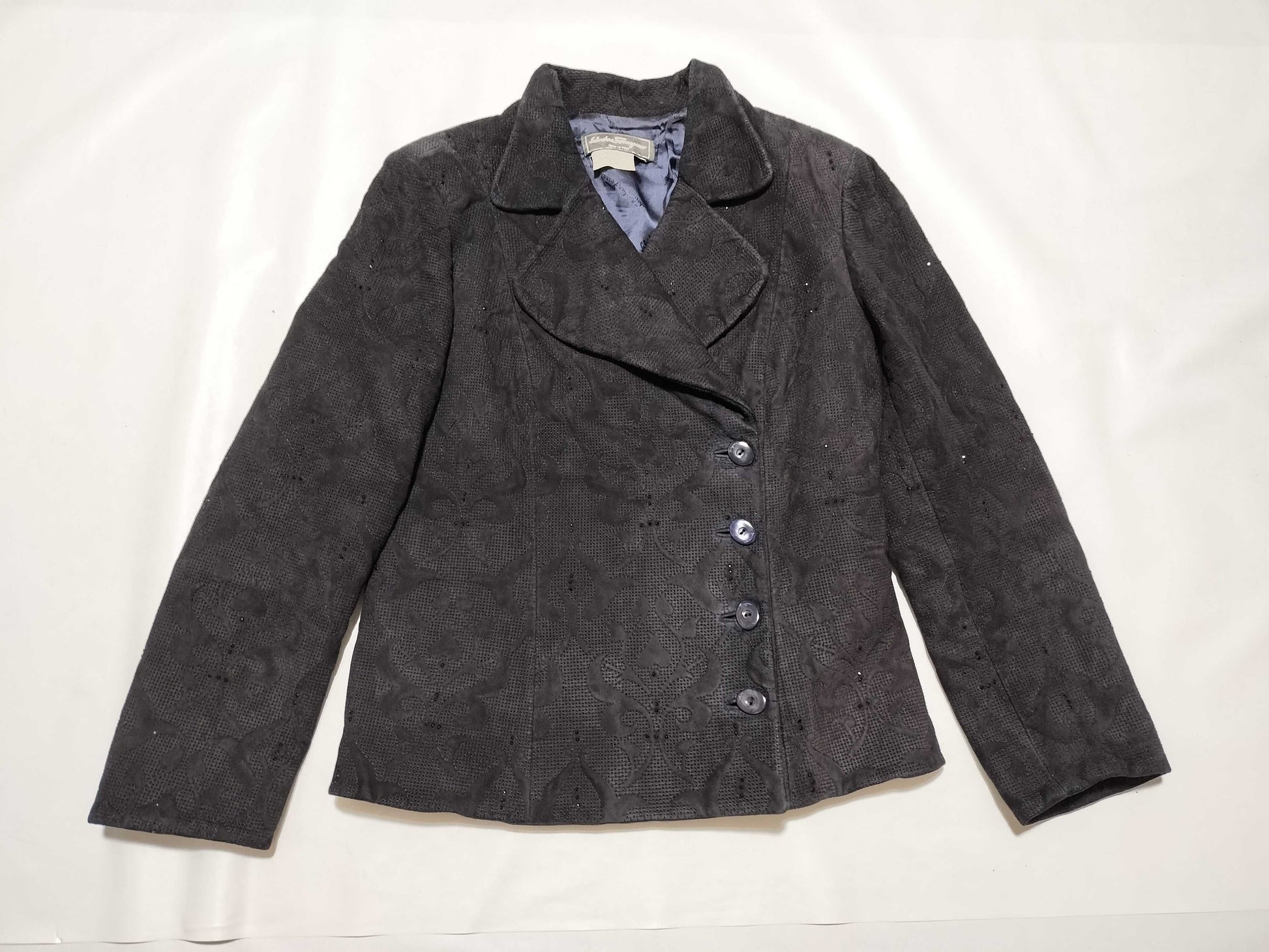 Salvatore Ferragamo Rhinestone Jacket Navy
