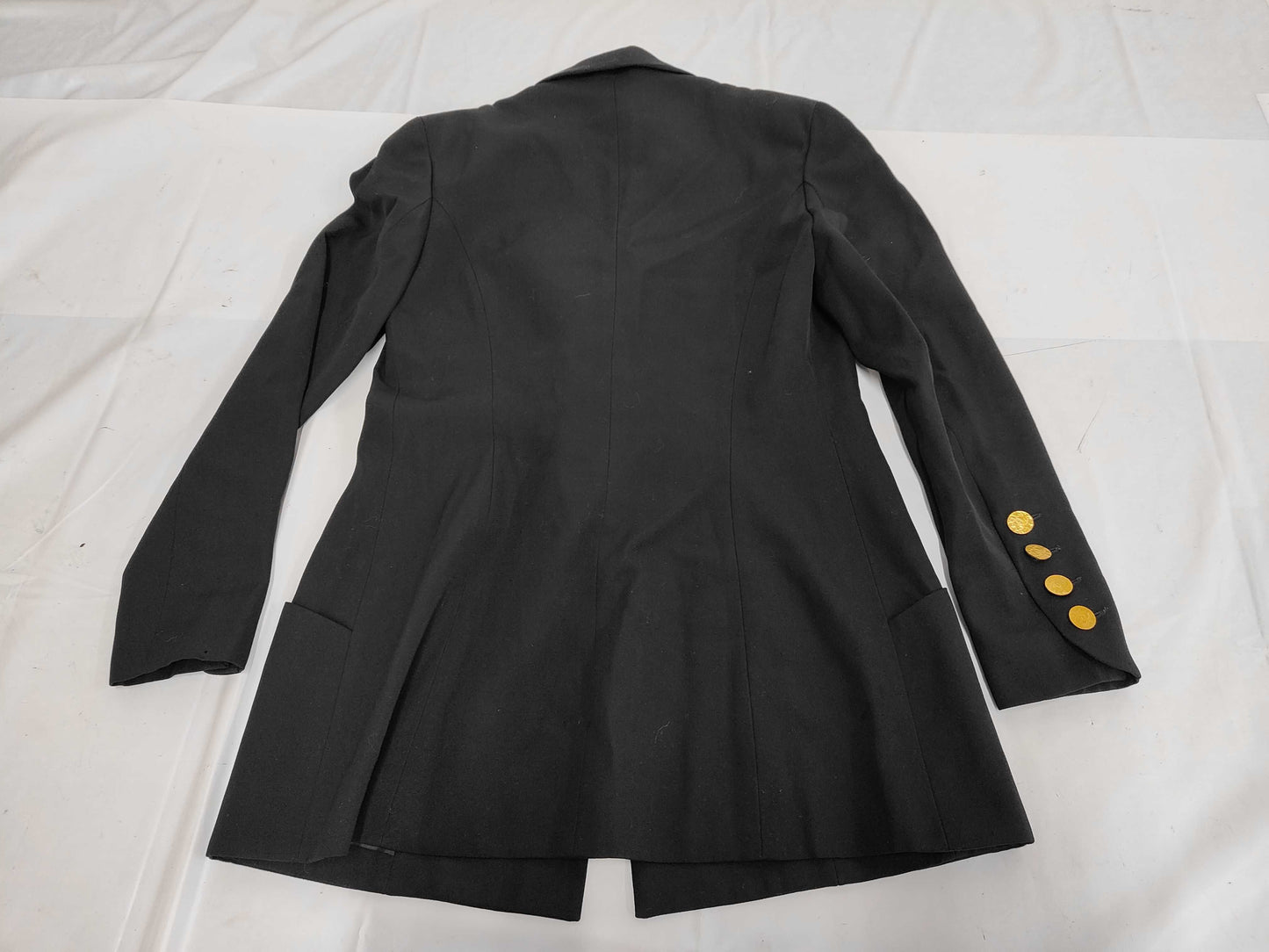 CHANEL Wool Double-Breasted Jacket with Coco Buttons PO2059 Black Size 38