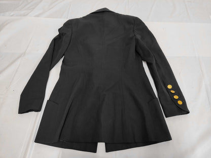 CHANEL Wool Double-Breasted Jacket with Coco Buttons PO2059 Black Size 38