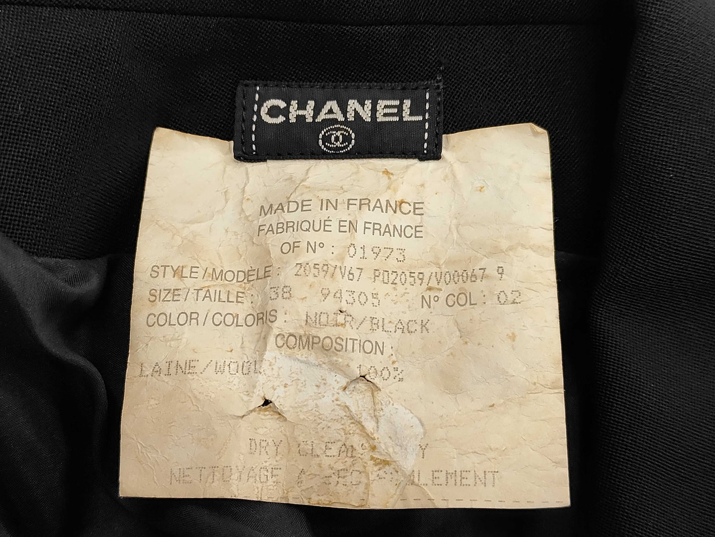 CHANEL Wool Double-Breasted Jacket with Coco Buttons PO2059 Black Size 38