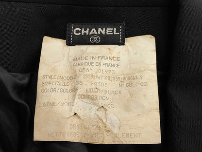 CHANEL Wool Double-Breasted Jacket with Coco Buttons PO2059 Black Size 38