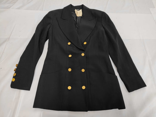 CHANEL Wool Double-Breasted Jacket with Coco Buttons PO2059 Black Size 38