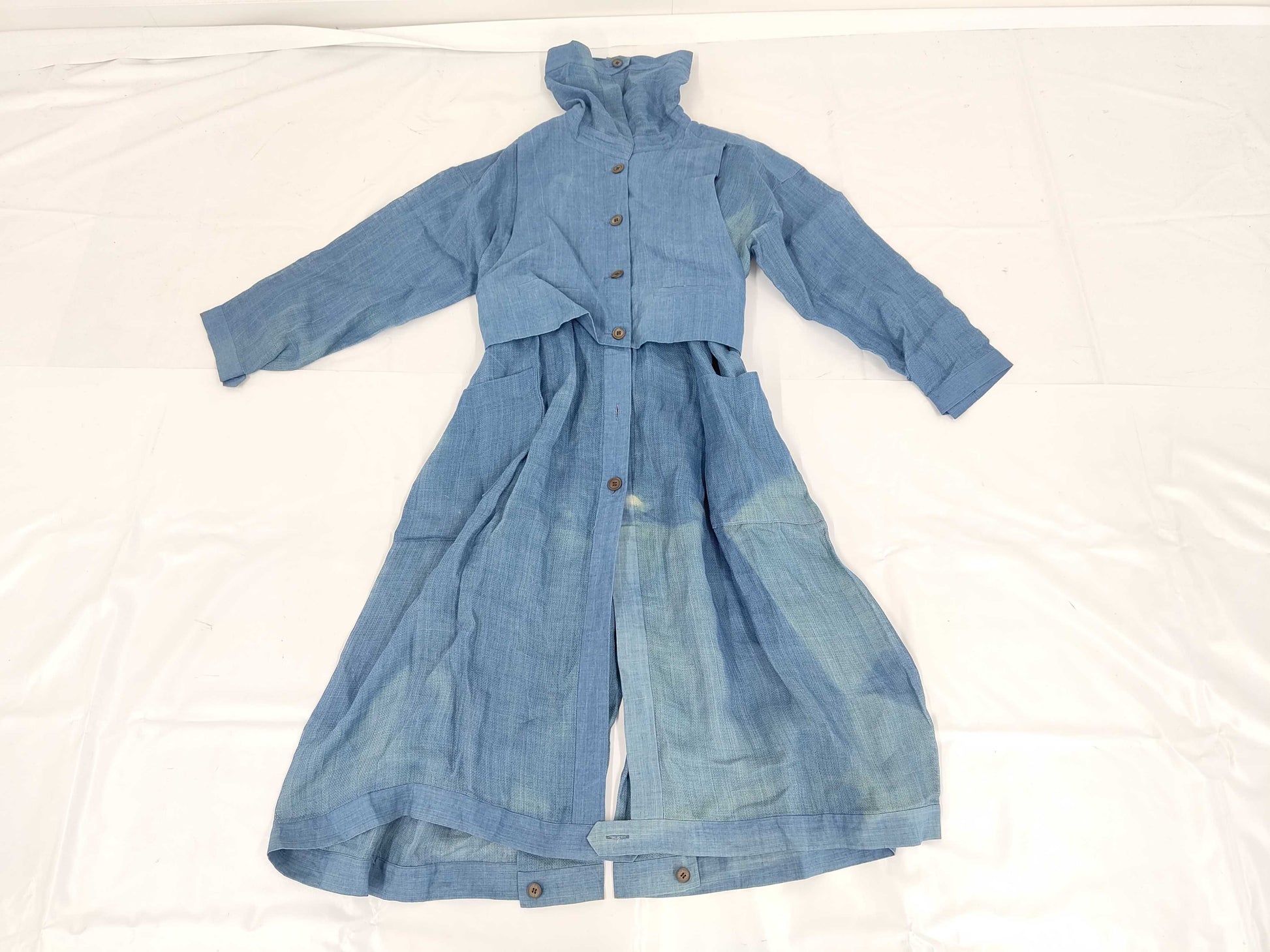 ISSEY MIYAKE 90's Linen Long Coat in Light Blue