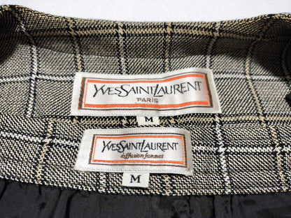 Yves Saint Laurent Wool Check Set, Beige, Size M, Other Apparel