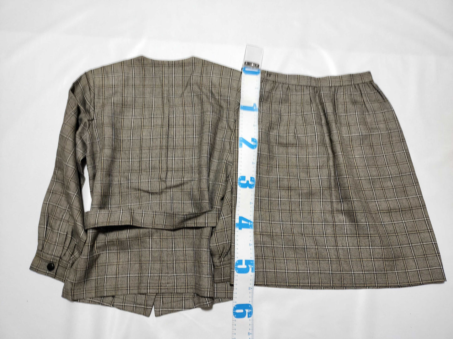 Yves Saint Laurent Wool Check Set, Beige, Size M, Other Apparel