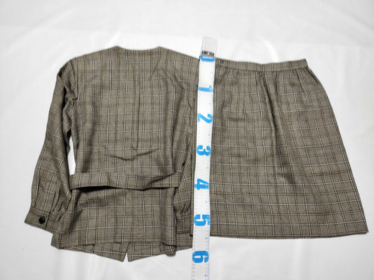 Yves Saint Laurent Wool Check Set, Beige, Size M, Other Apparel
