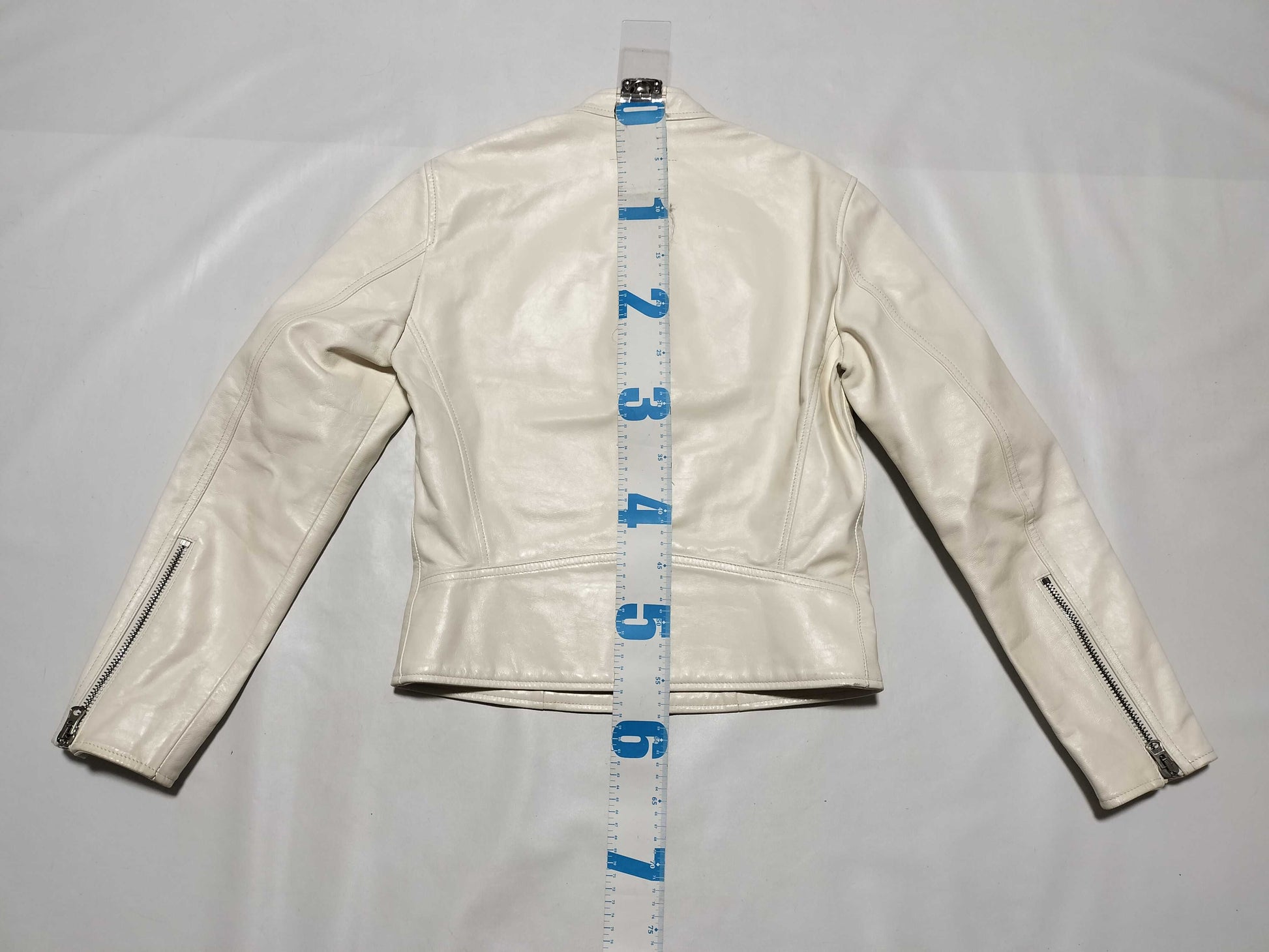 Maison Margiela MM6 20SS Leather Eight-Shaped Rider's Jacket, White, Size 36