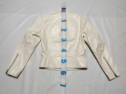 Maison Margiela MM6 20SS Leather Eight-Shaped Rider's Jacket, White, Size 36