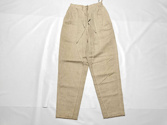 ISSEY MIYAKE 1986 1980s Linen Slacks with Modified Pleats, MG441046, Beige