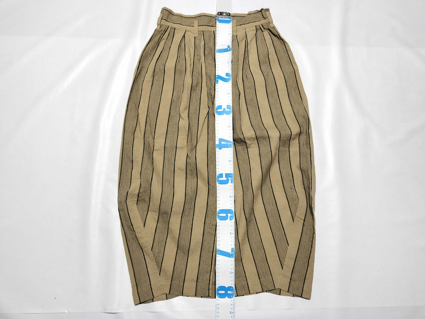 ISSEY MIYAKE 80s Brush Tag Linen Striped Skirt JG52118 Beige M Skirt