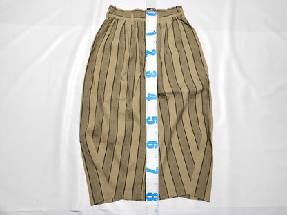 ISSEY MIYAKE 80s Brush Tag Linen Striped Skirt JG52118 Beige M Skirt