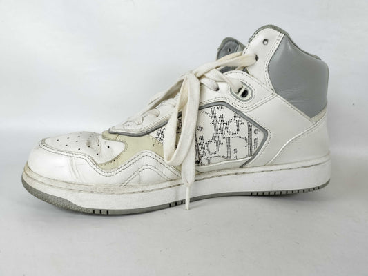 Dior Oblique Leather High-Top Sneakers White Size 41