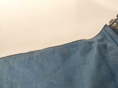 ISSEY MIYAKE Leather Waist Pouch with Zipper, Blue