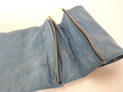 ISSEY MIYAKE Leather Waist Pouch with Zipper, Blue