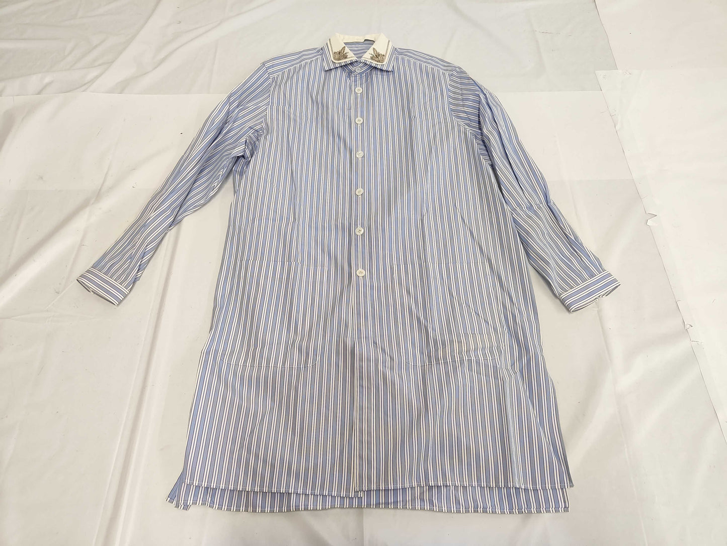 GUCCI 2018 Cotton Shirt Dress with Detachable Striped Collar 