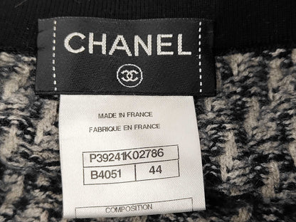 CHANEL Silk Mohair Coco Button Skirt P39241 Black Gray Size 44 Skirt