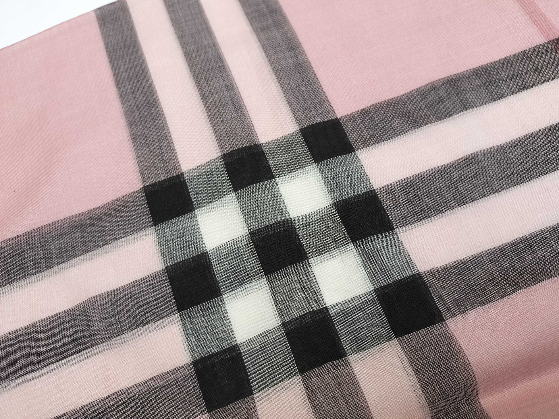 BURBERRY Wool and Silk Scarf Stole Check Scarf