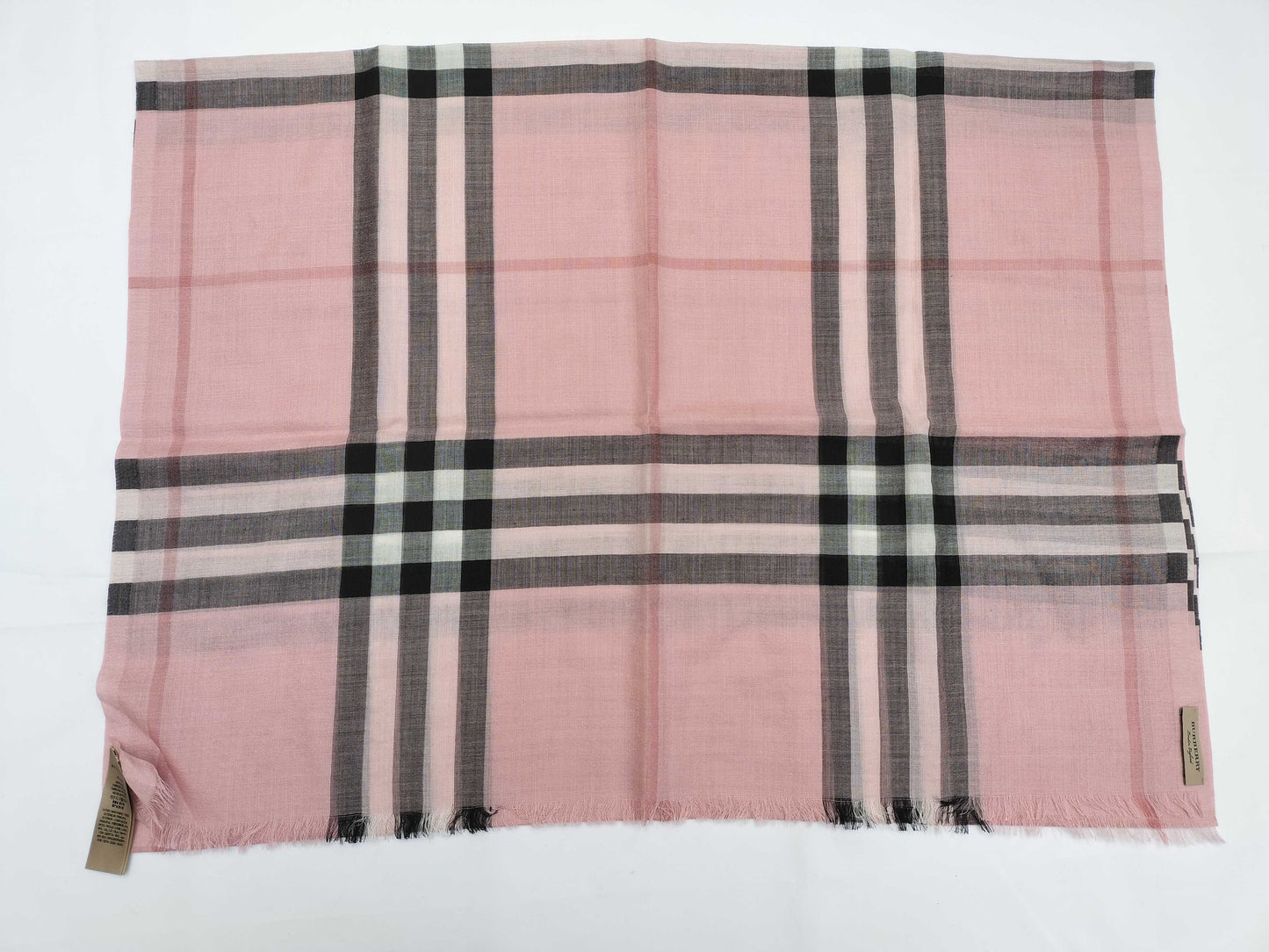 BURBERRY Wool and Silk Scarf Stole Check Scarf