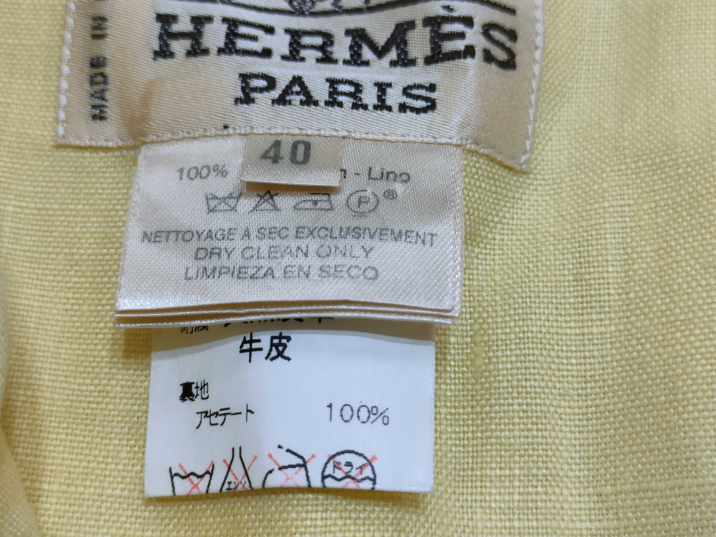 HERMES Linen Suit Yellow 40 38 Other Apparel
