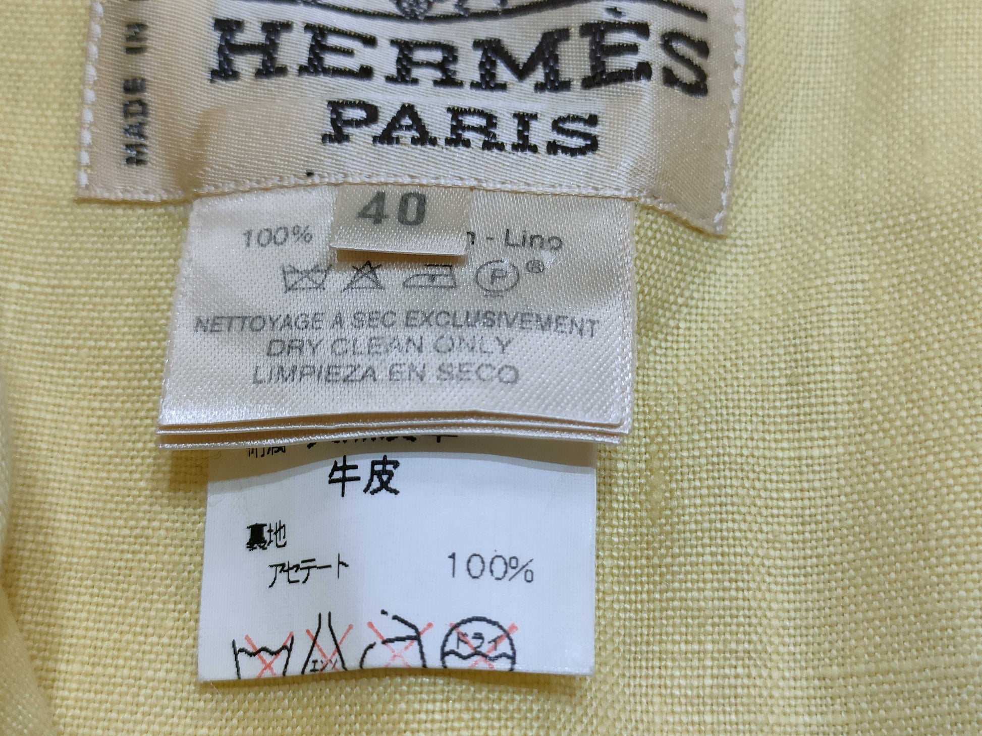 HERMES Linen Suit Yellow 40 38 Other Apparel