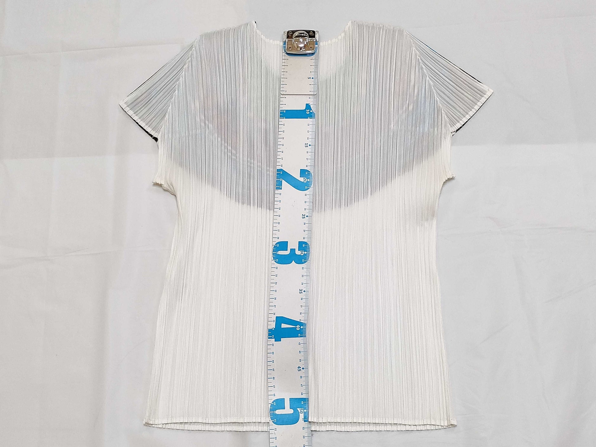 ISSEY MIYAKE Pleats Please Issey Miyake wool and knit print transfer short-sleeved crew neck top PP21-JK741 White Multicolor Top