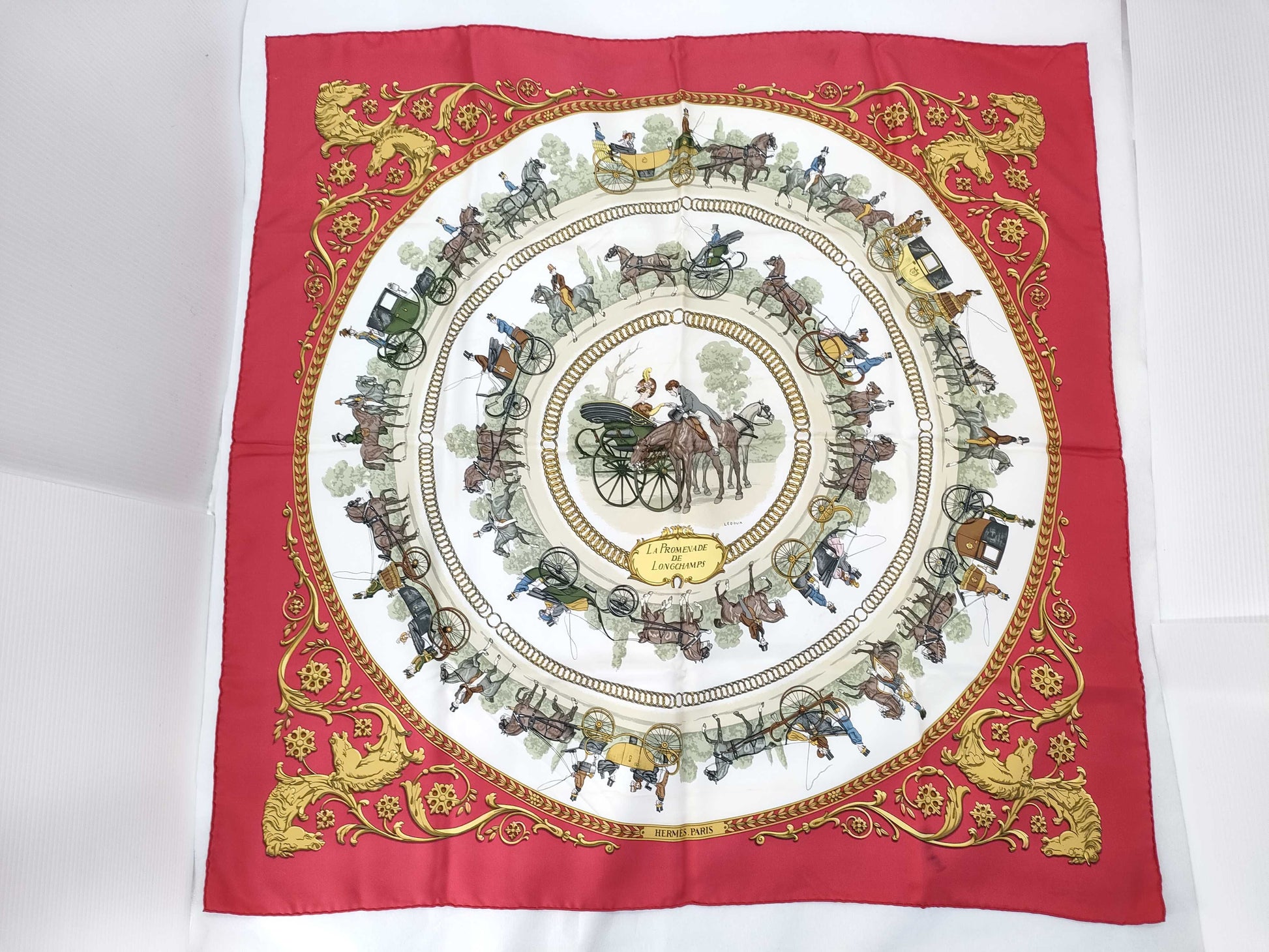 HERMES Carré HERMES Carré 90 Scarf LA PROMENADE DE LONGCHAMPS A Walk to Longchamp? Scarf