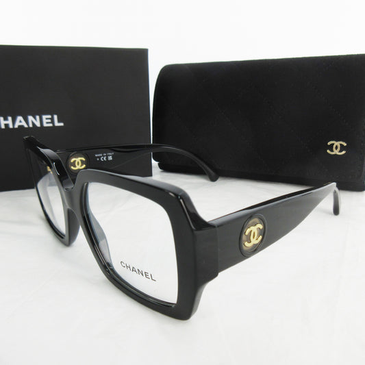  CHANEL Coco Mark Current Model 3491 Square Shape Optical Coco Mark Logo Black Gold Hardware Eyewear Sunglasses