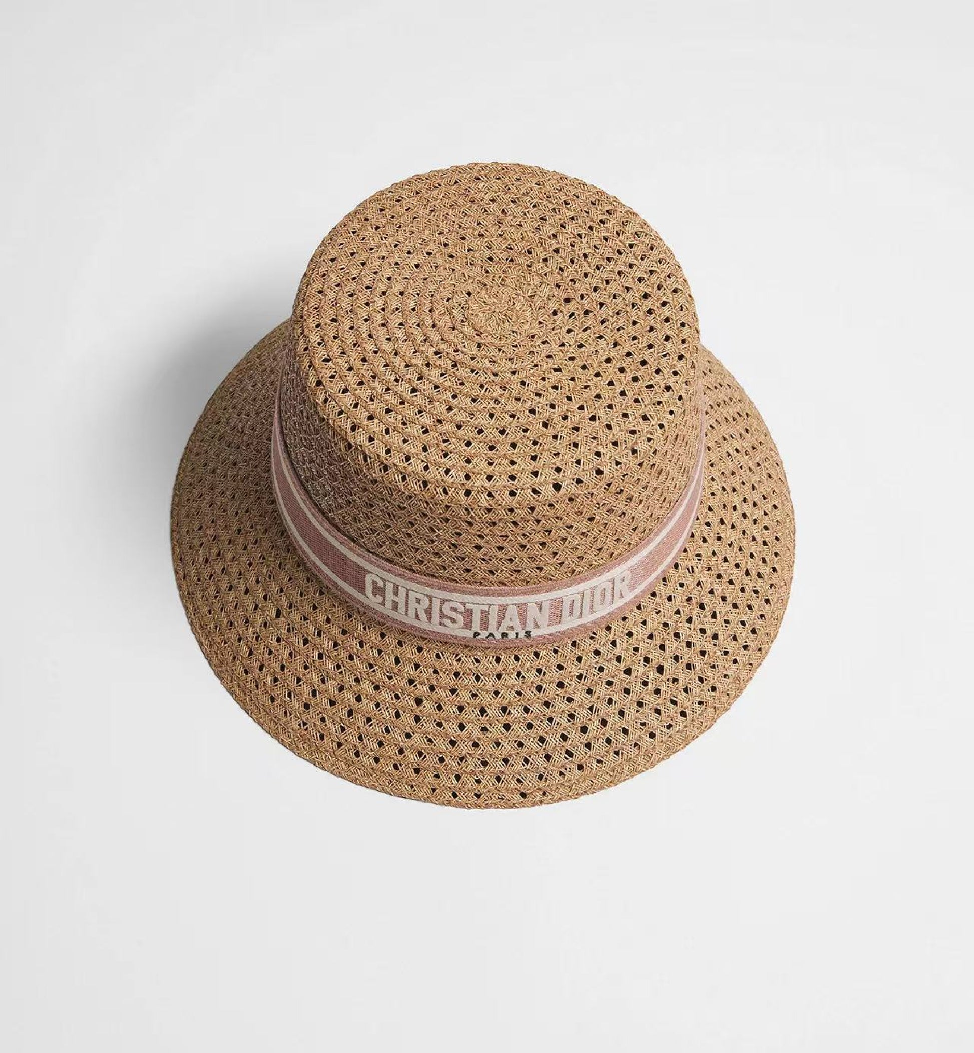 Dior D-Bobby Boeheim Hat, Brown Raffia with Logo Band, #56, Other Accessories