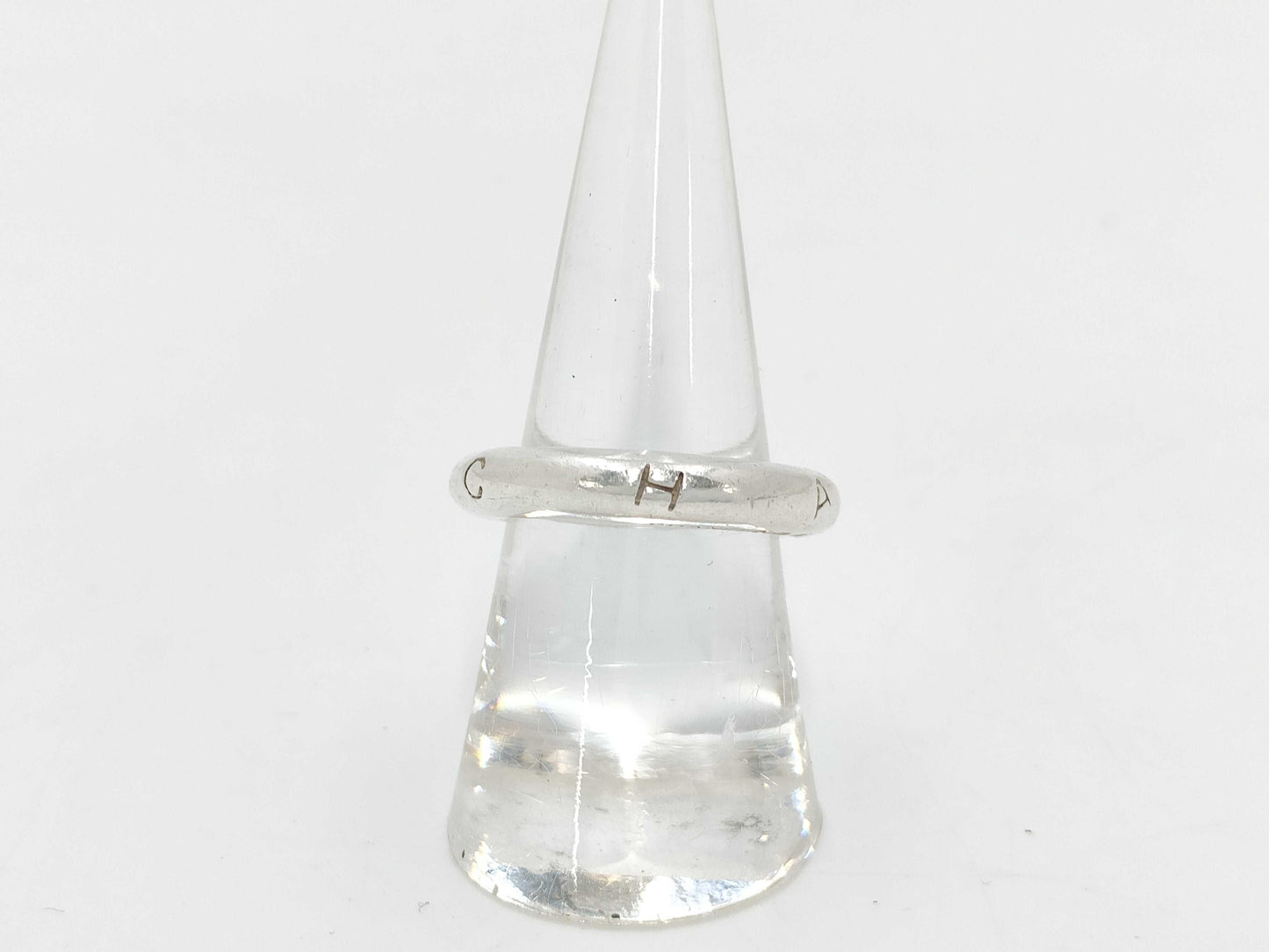 CHANEL Silver 925 Logo Band Ring